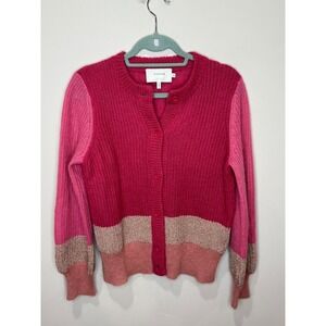 Munthe Colorblock Hip Cardigan Sweater Pink Gold EU 36 Mohair Wool Blend US 6